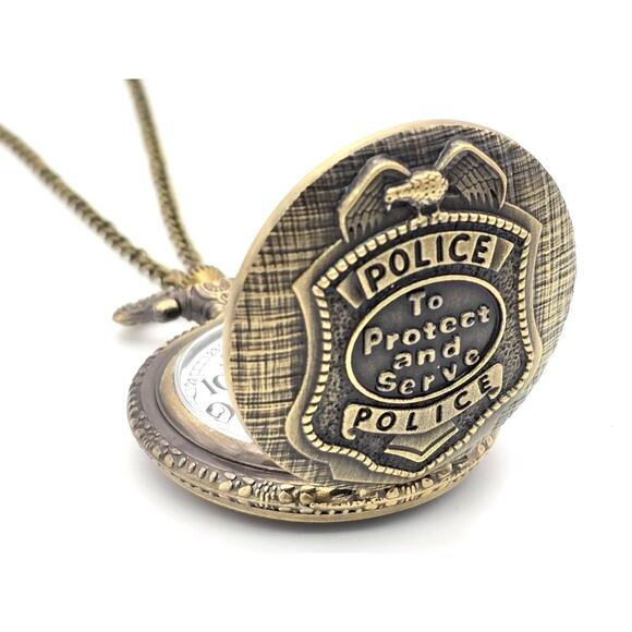 Police Officer Pocket Watch - Law Enforcement Gift Retirement Personalized - Picture 2 of 10